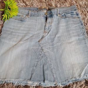 Old navy denim A line skirt 14 fringe fray hem